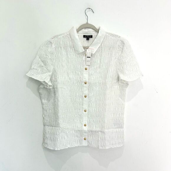 NWT J. Crew Smocked button-up shirt in cotton-blend voile - Picture 6 of 10